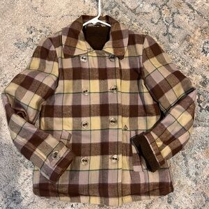 Volcom Brown and Cream Plaid Jacket